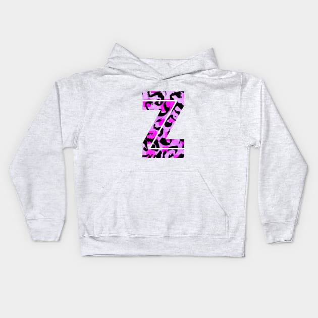 Letter Z Watercolour Leopard Print Alphabet Kids Hoodie by Squeeb Creative